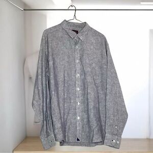 Untuckit Men's Linen Shirt Size XL Gray Button Up 100% Linen Minimalist